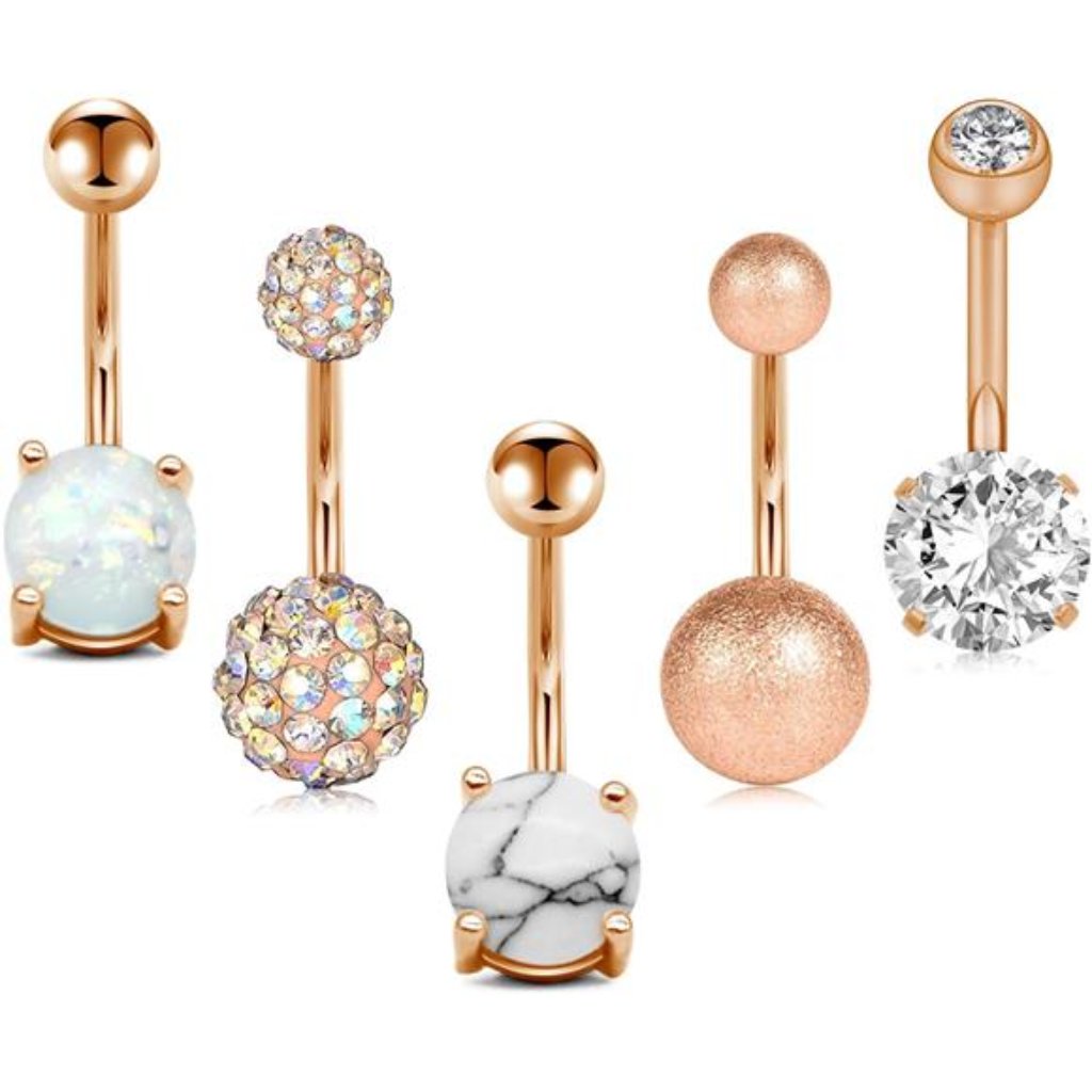 Womens Belly Button Rings Stainless Steel 14g Cz Opal Navel Rings Barbells